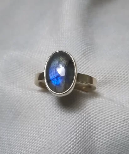 anillo labradorita azul